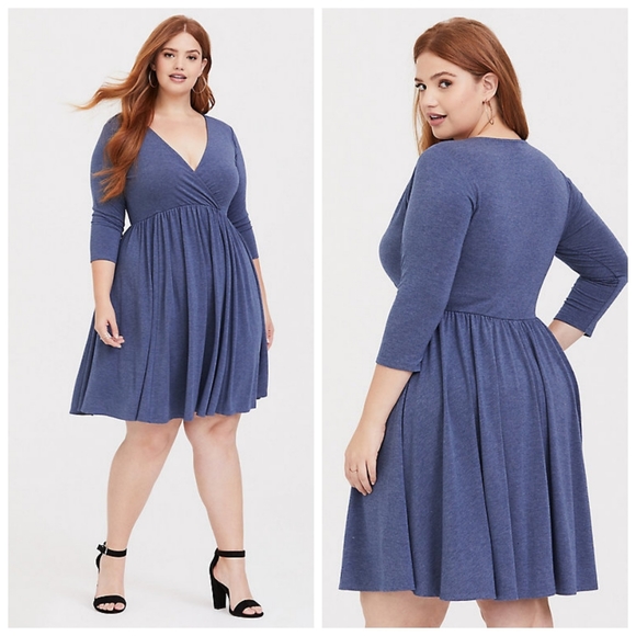 torrid Dresses & Skirts - Torrid Blue Heather Jersey Skater Dress